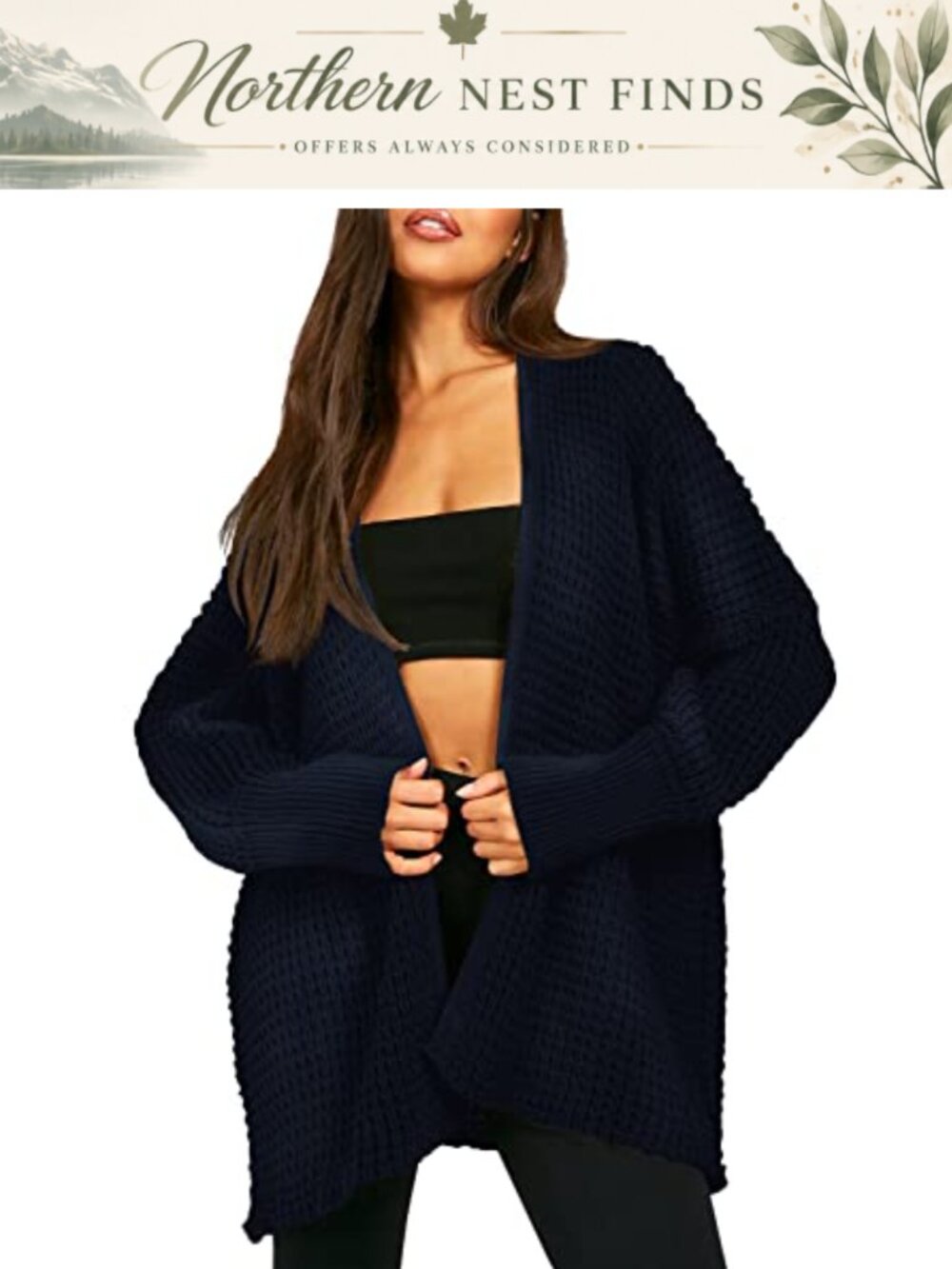 Women's Long Sleeve Open Front Knit Cardigan Sweater Coat Soft Casual